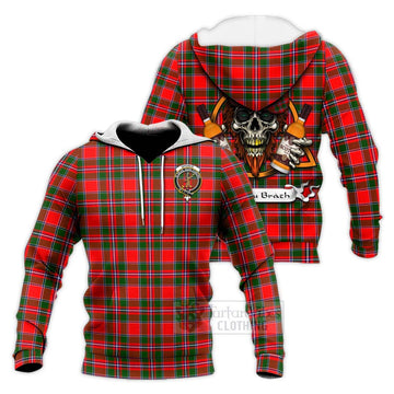 Spence (Spens) Tartan Knitted Hoodie with Family Crest and Bearded Skull Holding Bottles of Whiskey Unisex Knitted Pullover Hoodie - Tartan Vibes Clothing
