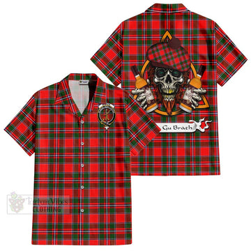 Spence (Spens) Tartan Hawaiian Shirt with Family Crest and Bearded Skull Holding Bottles of Whiskey Kid - Tartan Vibes Clothing