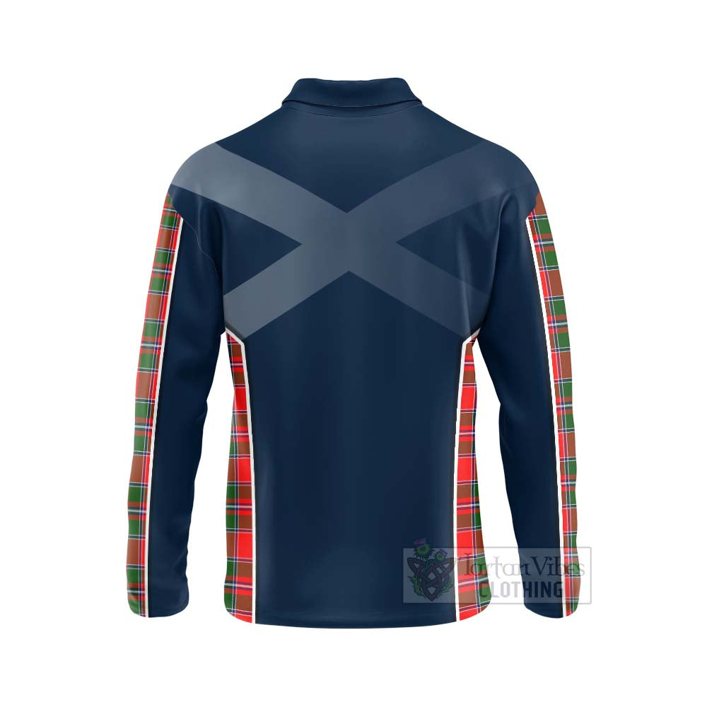 Tartan Vibes Clothing Spence (Spens) Tartan Long Sleeve Polo Shirt with Family Crest and Scottish Thistle Vibes Sport Style