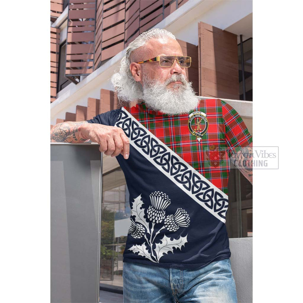 Spence (Spens) Tartan Cotton T-shirt Featuring Thistle and Scotland Map Men's Shirt - Tartan Vibes Clothing