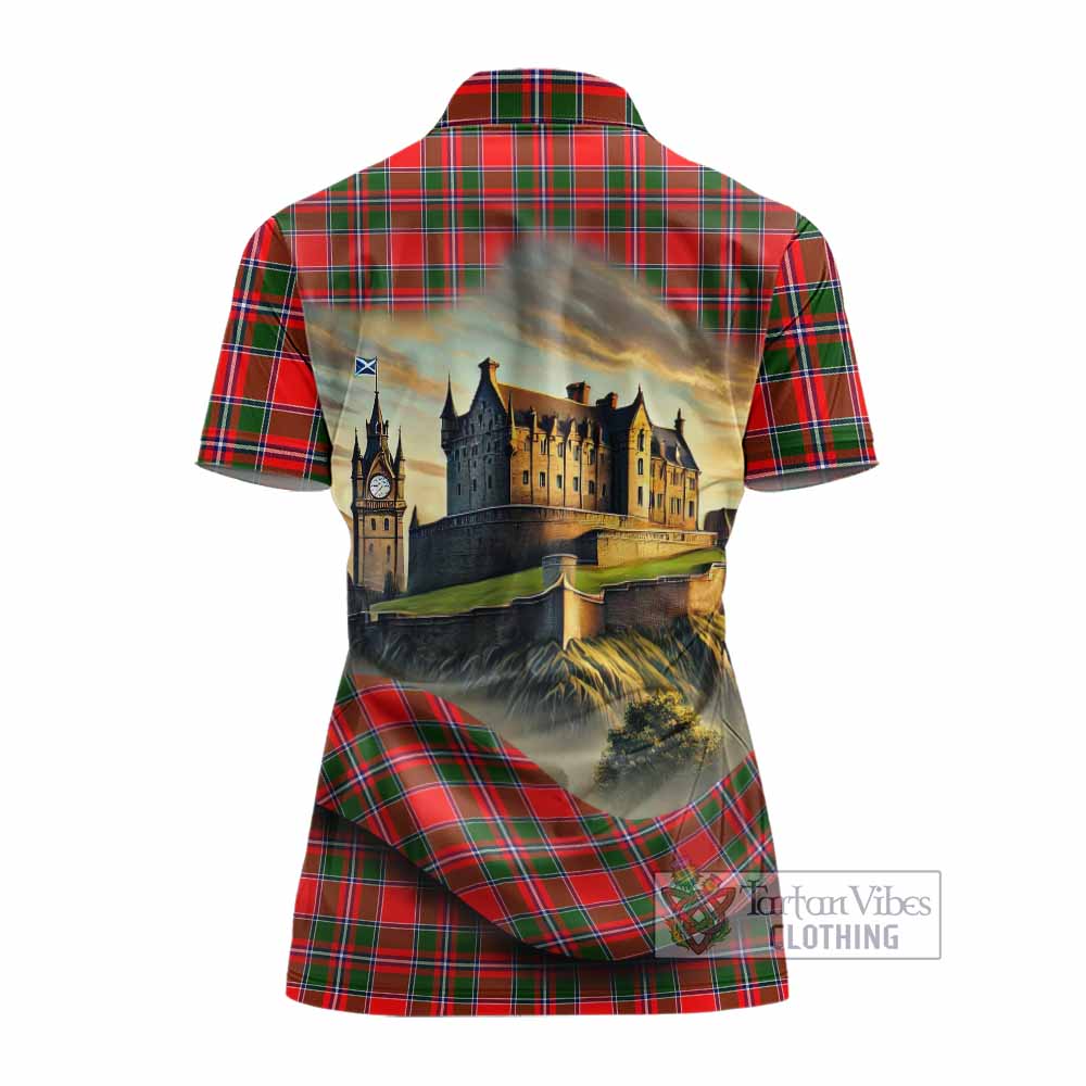 Spence (Spens) Tartan Family Crest Women's Polo Shirt with Scottish Ancient Castle Style - Tartan Vibes Clothing