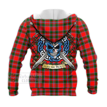 Spence (Spens) Tartan Knitted Hoodie with Family Crest Celtic Skull Style - Tartan Vibes Clothing