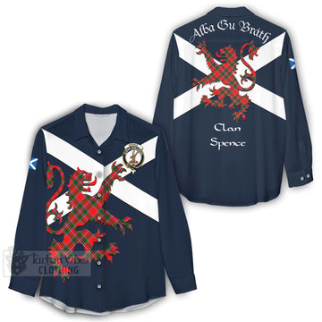 Spence (Spens) Tartan Lion Rampant Women's Casual Shirt Proudly Display Your Heritage with Alba Gu Brath and Clan Name - Tartan Vibes Clothing