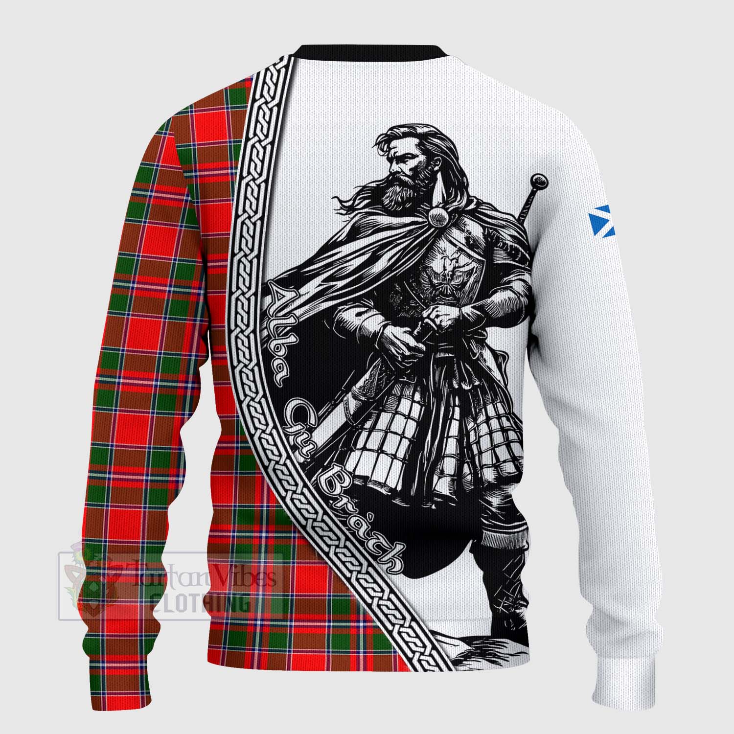 Spence (Spens) Tartan Clan Crest Knitted Sweater with Highlander Warrior Celtic Style - Tartan Vibes Clothing