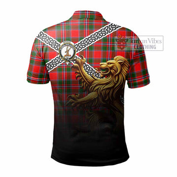 Spence (Spens) Crest Tartan Polo Shirt with Golden Lion Emblem Celtic Style - Tartan Vibes Clothing