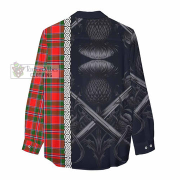 Spence (Spens) Tartan Women's Casual Shirt with Family Crest Cross Sword Thistle Celtic Vibes - Tartan Vibes Clothing