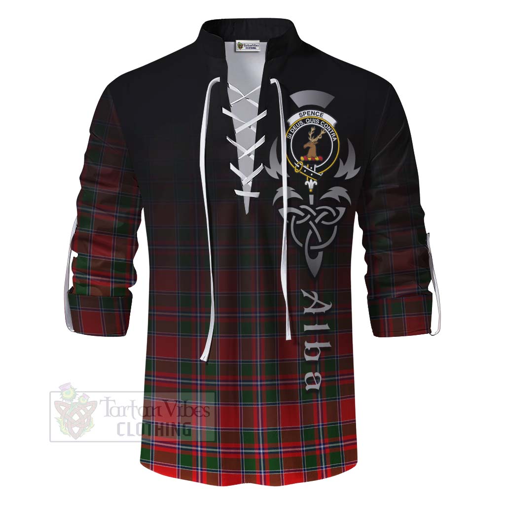 Tartan Vibes Clothing Spence (Spens) Tartan Ghillie Kilt Shirt Featuring Alba Gu Brath Family Crest Celtic Inspired