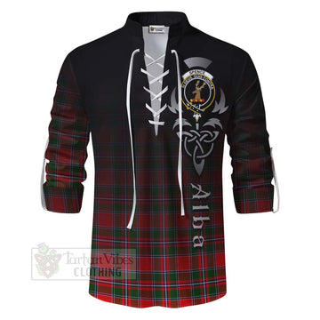 Tartan Vibes Clothing Spence (Spens) Tartan Ghillie Kilt Shirt Featuring Alba Gu Brath Family Crest Celtic Inspired