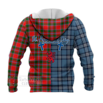 Spence (Spens) Tartan Knitted Hoodie Happy St. Andrew's Day Half Tartan Style - Tartan Vibes Clothing