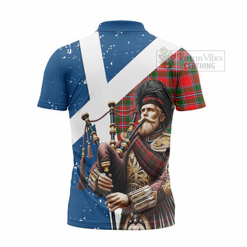 Spence (Spens) Tartan Zipper Polo Shirt with Family Crest Scottish Bagpiper Vibes - Tartan Vibes Clothing