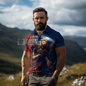 Spence (Spens) Tartan Family Crest Men's Polo Shirt with Scottish Majestic Lion - Tartan Vibes Clothing