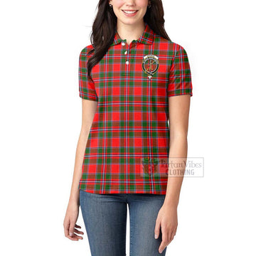 Spence (Spens) Tartan Women's Polo Shirt with Family Crest and Bearded Skull Holding Bottles of Whiskey - Tartan Vibes Clothing