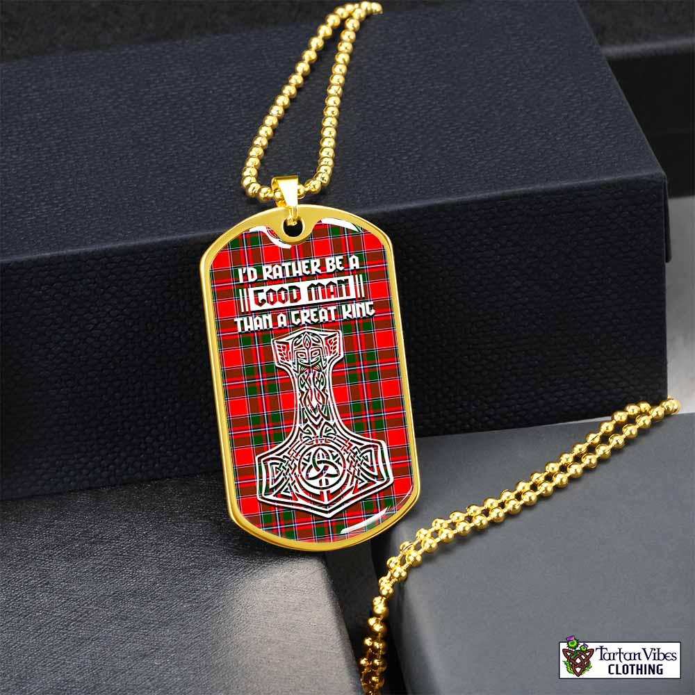 Spence (Spens) Tartan Dog Tag Necklace Viking Mjolnir Style Gold No - Tartan Vibes Clothing