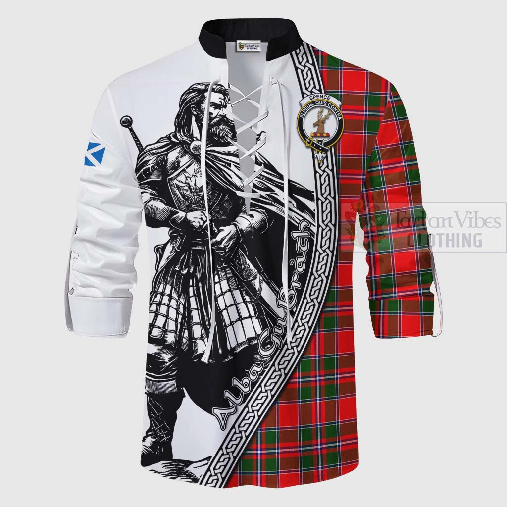 Spence (Spens) Tartan Clan Crest Ghillie Kilt Shirt with Highlander Warrior Celtic Style - Tartan Vibes Clothing
