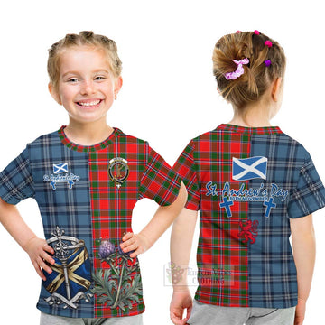 Spence (Spens) Tartan Kid T-Shirt Happy St. Andrew's Day Half Tartan Style - Tartan Vibes Clothing