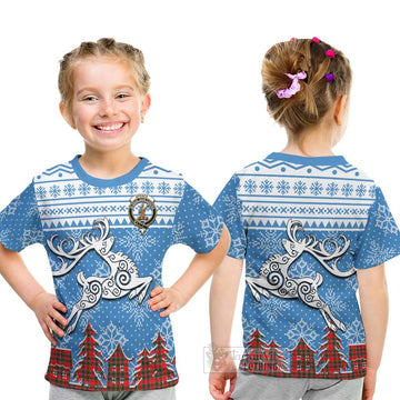 Spence (Spens) Clan Christmas Kid T-Shirt Celtic Reindeer Style - Tartan Vibes Clothing