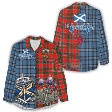 Spence (Spens) Tartan Women's Casual Shirt Happy St. Andrew's Day Half Tartan Style - Tartan Vibes Clothing