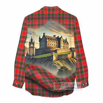 Spence (Spens) Tartan Family Crest Women's Casual Shirt with Scottish Ancient Castle Style - Tartan Vibes Clothing