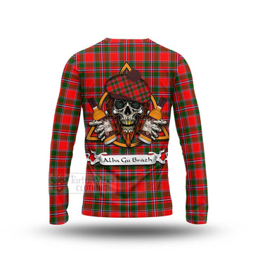 Spence (Spens) Tartan Long Sleeve T-Shirt with Family Crest and Bearded Skull Holding Bottles of Whiskey - Tartan Vibes Clothing
