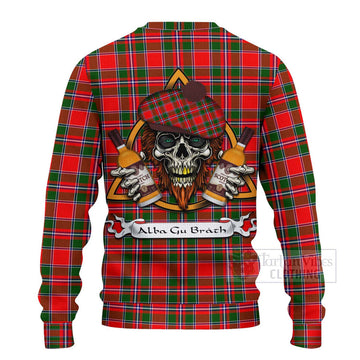 Spence (Spens) Tartan Ugly Sweater with Family Crest and Bearded Skull Holding Bottles of Whiskey - Tartan Vibes Clothing