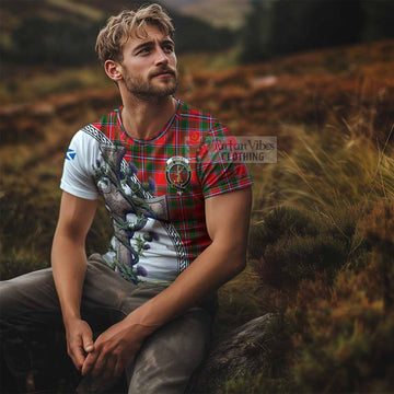 Spence (Spens) Tartan T-Shirt with Family Crest and St. Andrew's Cross Accented by Thistle Vines - Tartan Vibes Clothing