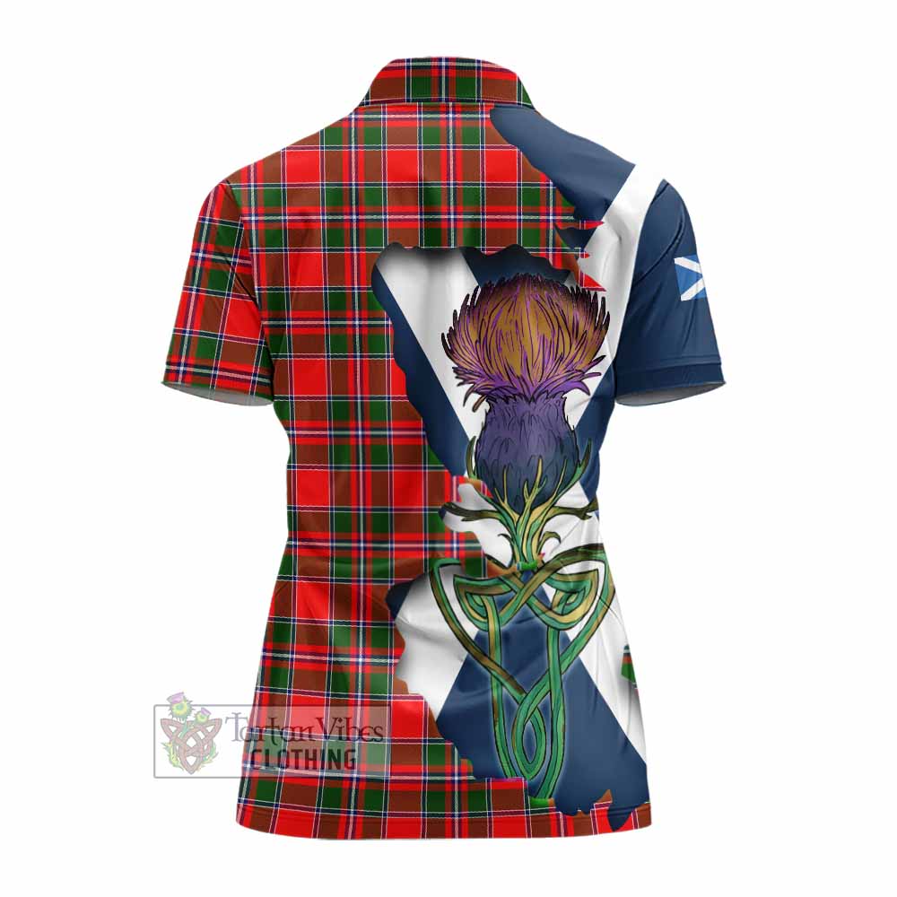 Tartan Vibes Clothing Spence (Spens) Tartan Family Crest Women's Polo Shirt Scottish Thistle Celtic Inspired