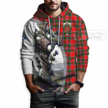 Spence (Spens) Tartan Hoodie with Family Crest and St. Andrew's Cross Accented by Thistle Vines - Tartan Vibes Clothing