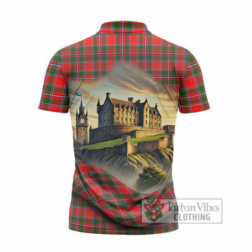 Spence (Spens) Tartan Family Crest Zipper Polo Shirt with Scottish Ancient Castle Style - Tartan Vibes Clothing