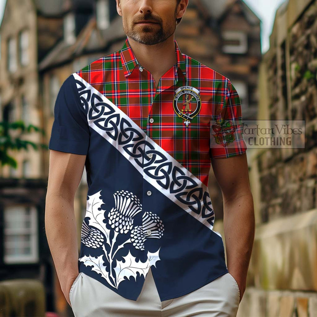 Spence (Spens) Tartan Hawaiian Shirt Featuring Thistle and Scotland Map - Tartan Vibes Clothing