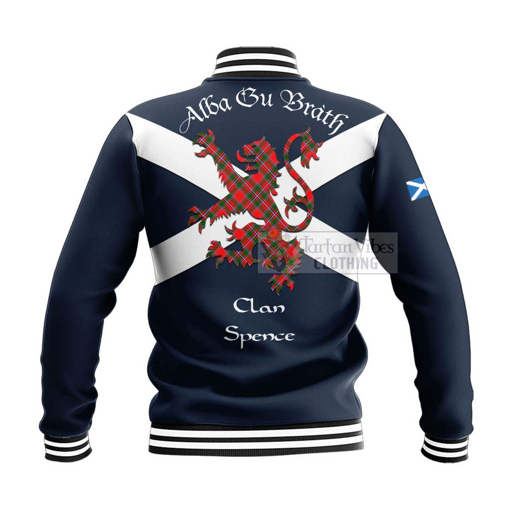 Spence (Spens) Tartan Lion Rampant Baseball Jacket Proudly Display Your Heritage with Alba Gu Brath and Clan Name - Tartan Vibes Clothing
