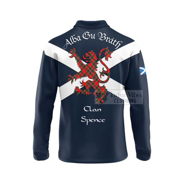 Spence (Spens) Tartan Lion Rampant Long Sleeve Polo Shirt Proudly Display Your Heritage with Alba Gu Brath and Clan Name - Tartan Vibes Clothing