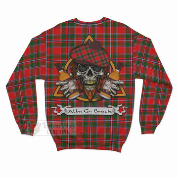 Spence (Spens) Tartan Sweatshirt with Family Crest and Bearded Skull Holding Bottles of Whiskey - Tartan Vibes Clothing