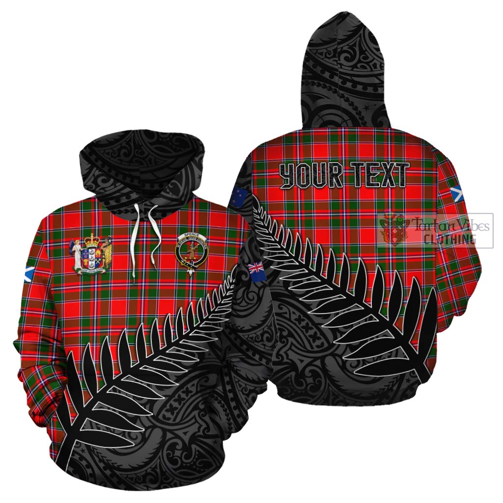 Tartan Vibes Clothing Spence (Spens) Crest Tartan Cotton Hoodie with New Zealand Silver Fern Half Style