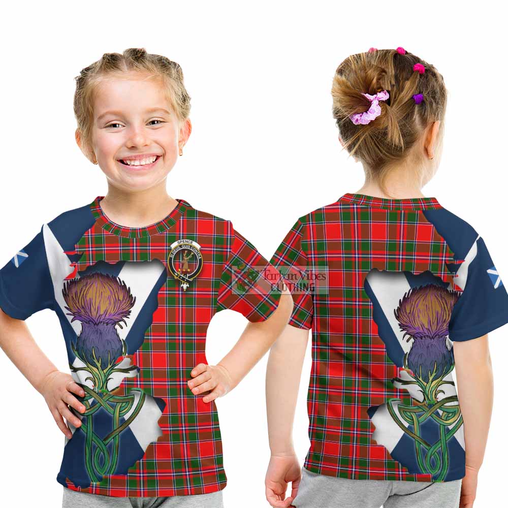 Tartan Vibes Clothing Spence (Spens) Tartan Family Crest Kid T-Shirt Scottish Thistle Celtic Inspired