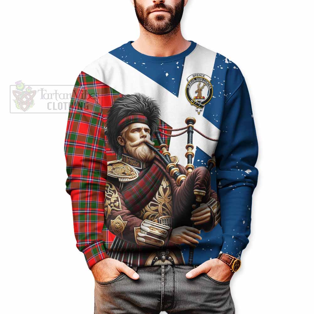 Spence (Spens) Tartan Sweatshirt with Family Crest Scottish Bagpiper Vibes - Tartan Vibes Clothing