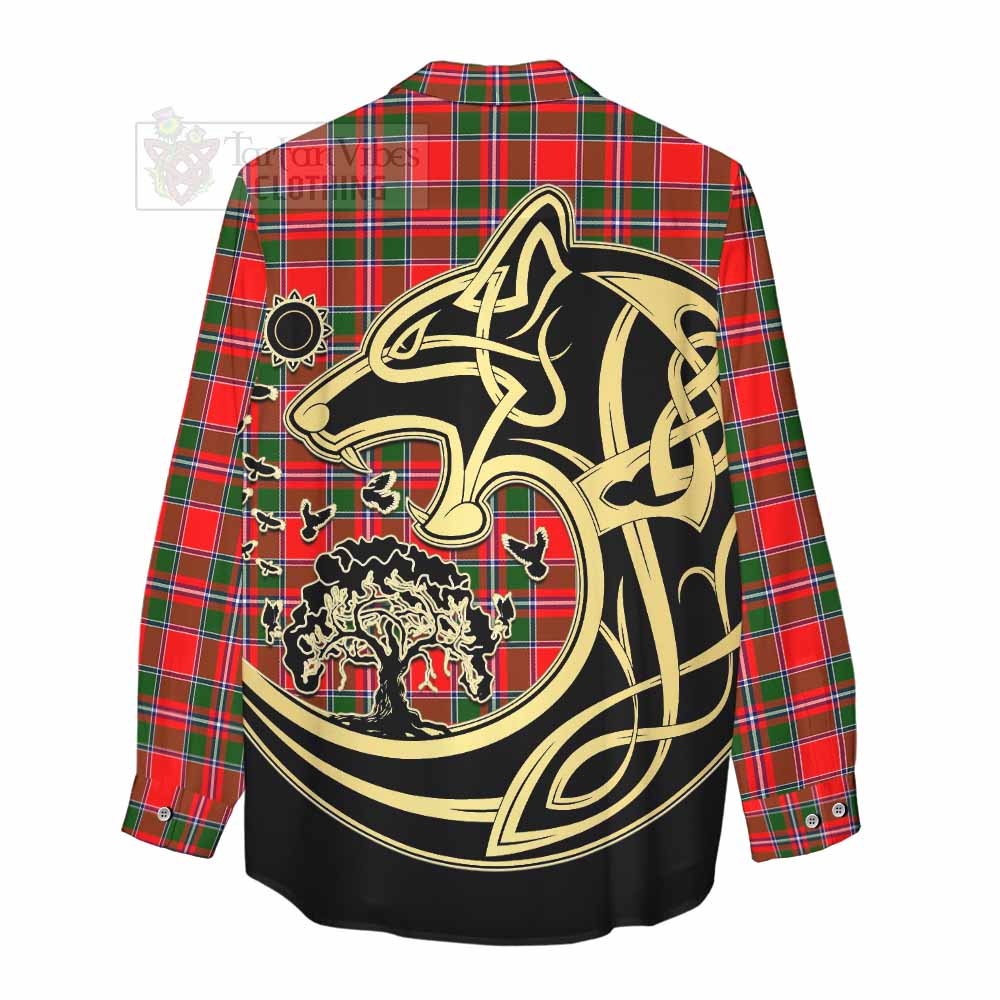Spence (Spens) Tartan Women's Casual Shirt with Family Crest Celtic Wolf Style - Tartan Vibes Clothing