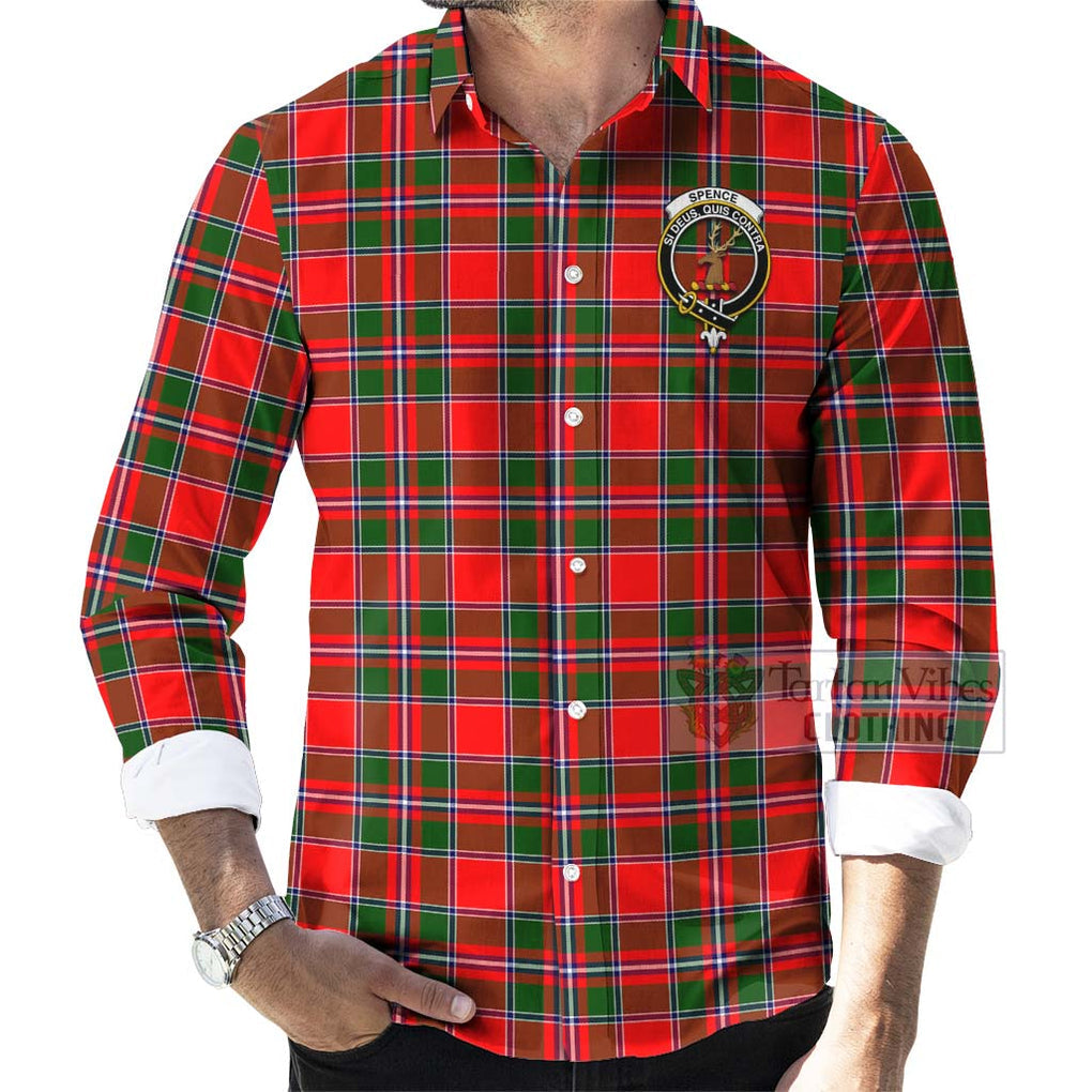 Spence (Spens) Tartan Long Sleeve Button Shirt with Family Crest Celtic Skull Style - Tartan Vibes Clothing