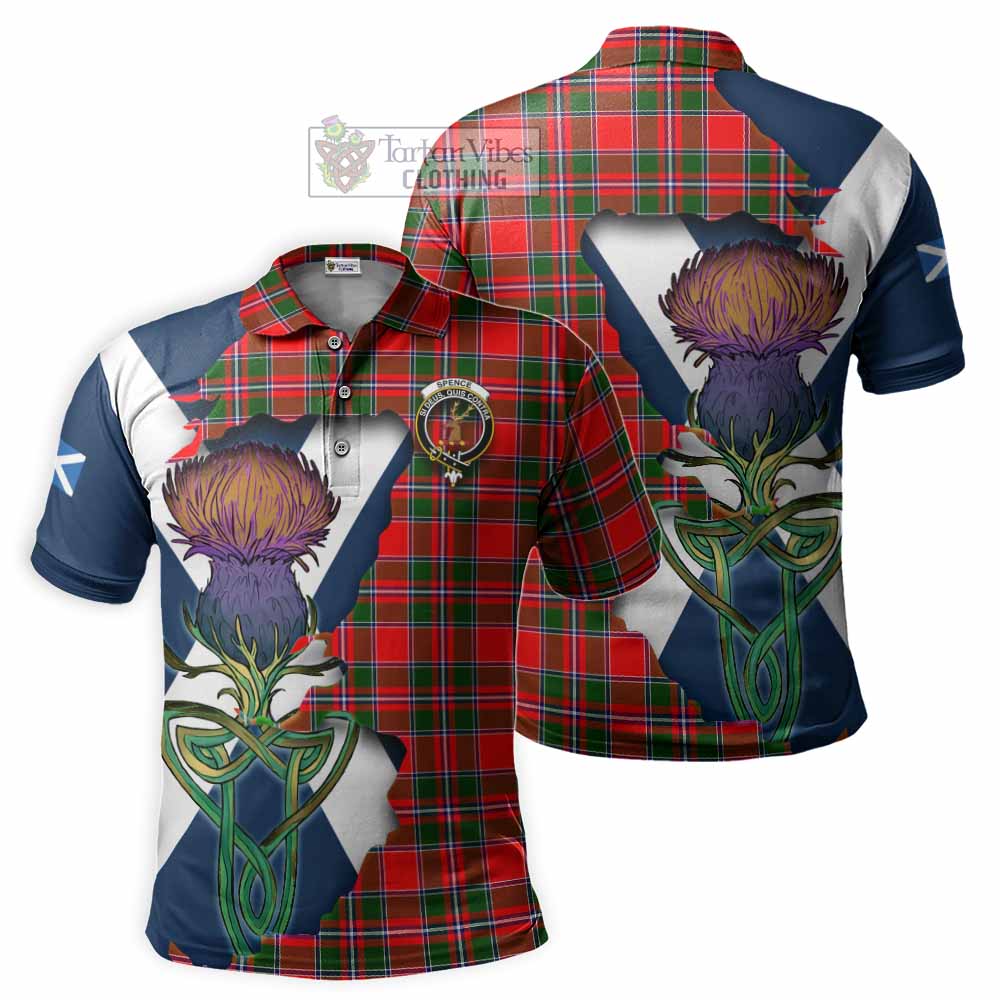Tartan Vibes Clothing Spence (Spens) Tartan Family Crest Polo Shirt Scottish Thistle Celtic Inspired
