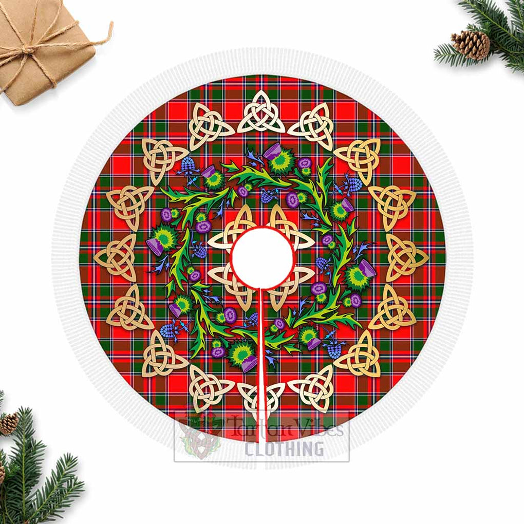Tartan Vibes Clothing Spence (Spens) Tartan Christmas Tree Skirt with Thistle Celtic Knot Style