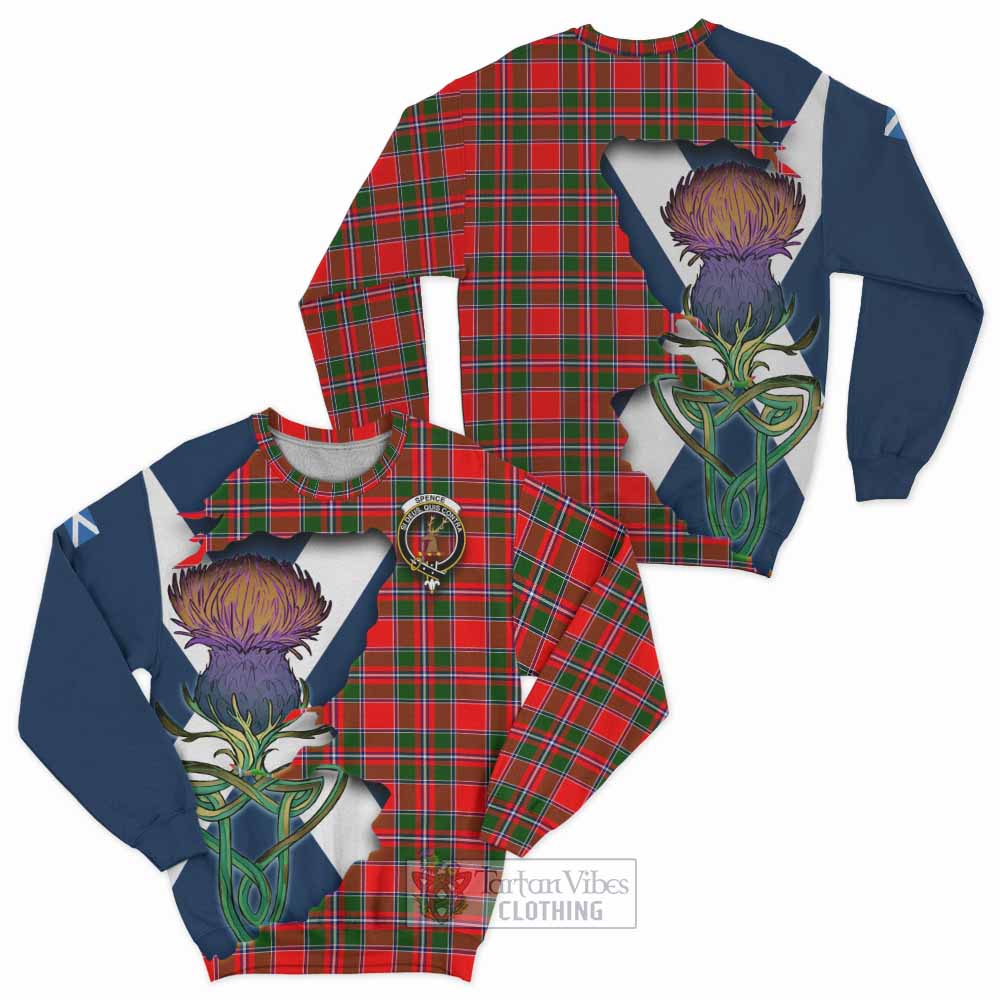 Tartan Vibes Clothing Spence (Spens) Tartan Family Crest Sweatshirt Scottish Thistle Celtic Inspired