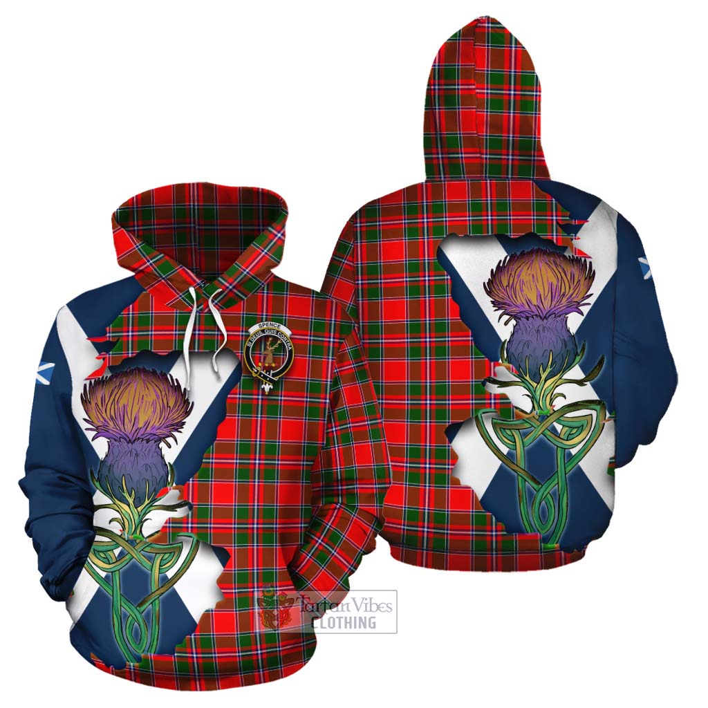 Tartan Vibes Clothing Spence (Spens) Tartan Family Crest Cotton Hoodie Scottish Thistle Celtic Inspired