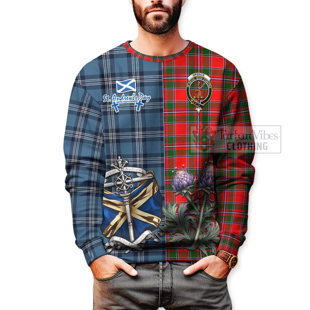 Spence (Spens) Tartan Sweatshirt Happy St. Andrew's Day Half Tartan Style - Tartan Vibes Clothing