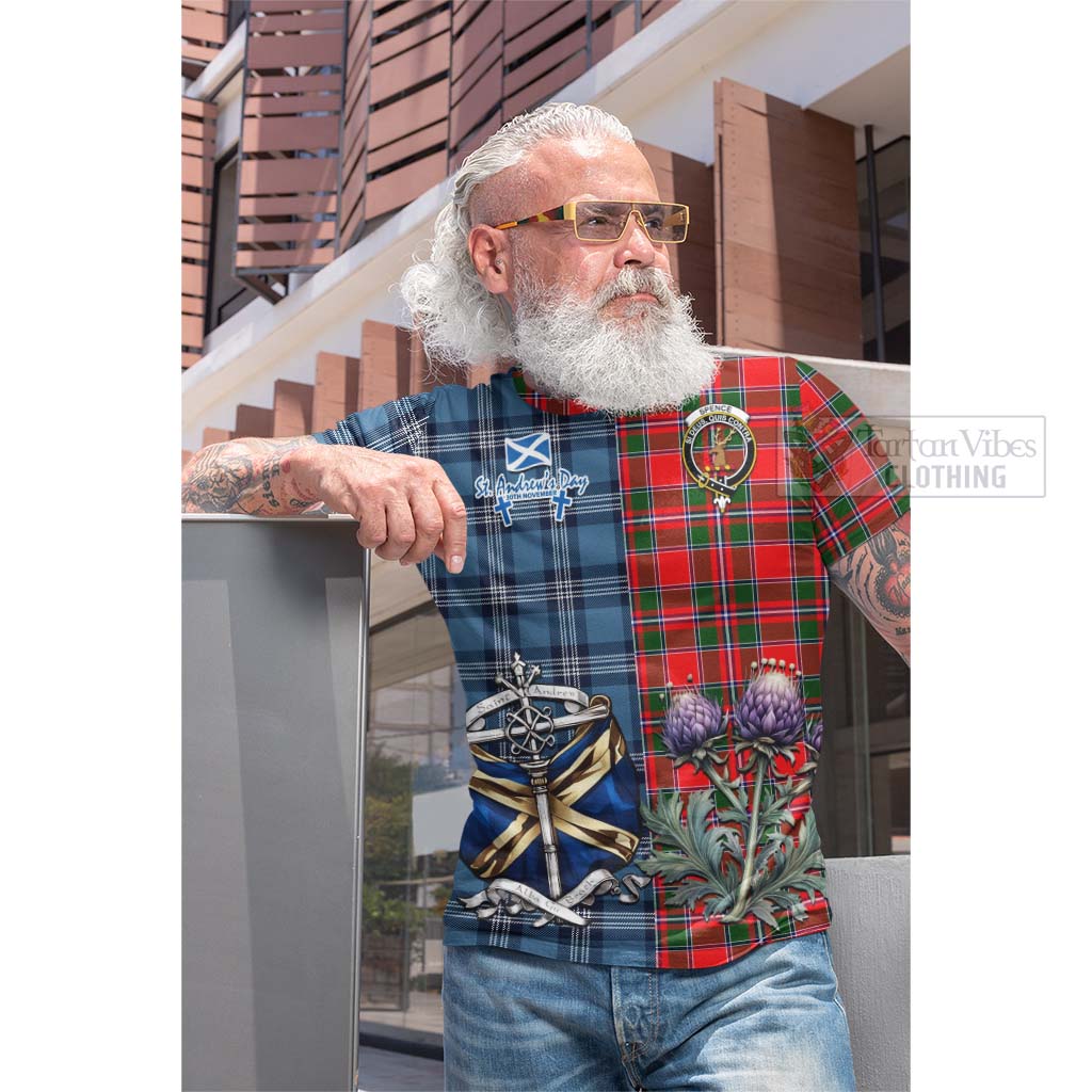 Spence (Spens) Tartan Cotton T-shirt Happy St. Andrew's Day Half Tartan Style - Tartan Vibes Clothing