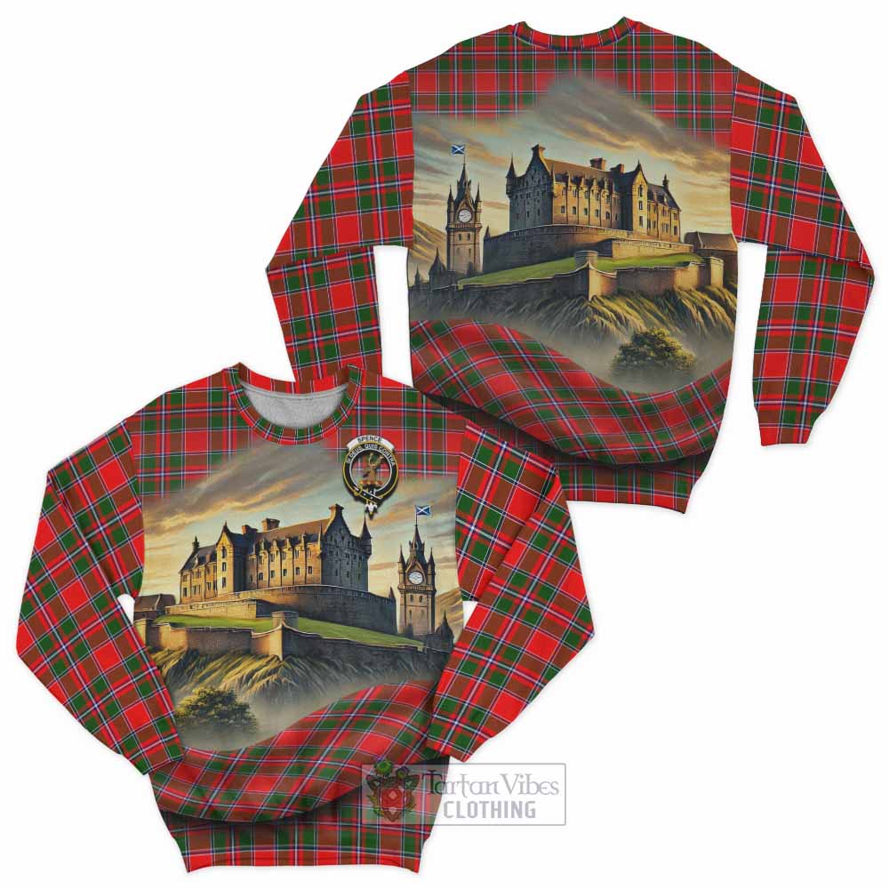 Spence (Spens) Tartan Family Crest Sweatshirt with Scottish Ancient Castle Style - Tartan Vibes Clothing