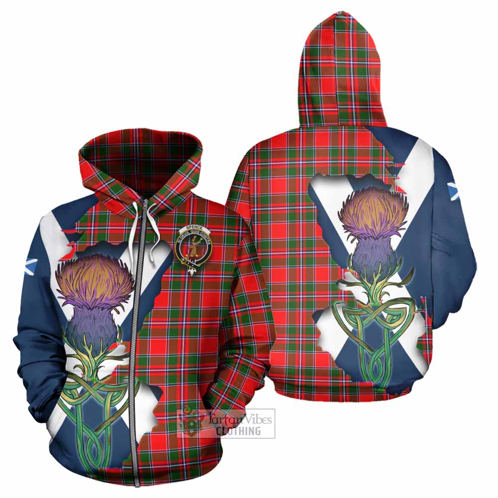 Tartan Vibes Clothing Spence (Spens) Tartan Family Crest Hoodie Scottish Thistle Celtic Inspired