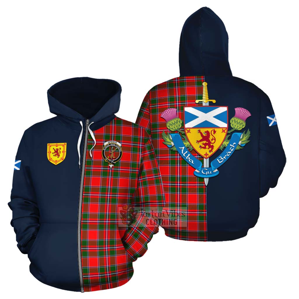 Spence (Spens) Tartan Cotton Hoodie Alba with Scottish Lion Royal Arm Half Style - Tartan Vibes Clothing