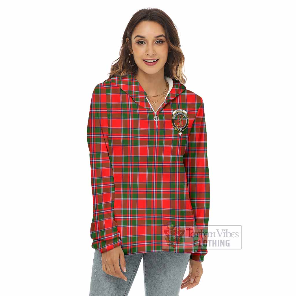 Tartan Vibes Clothing Spence (Spens) Tartan Crest Women's Borg  Half Zip Fleece Hoodie