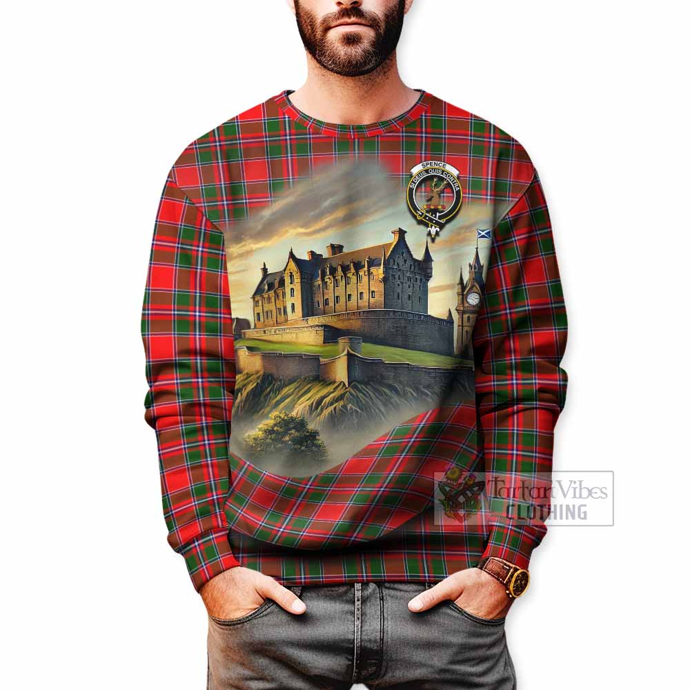 Spence (Spens) Tartan Family Crest Sweatshirt with Scottish Ancient Castle Style - Tartan Vibes Clothing