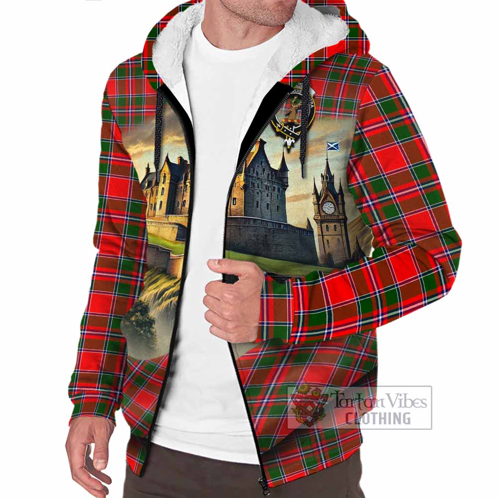 Spence (Spens) Tartan Family Crest Sherpa Hoodie with Scottish Ancient Castle Style - Tartan Vibes Clothing