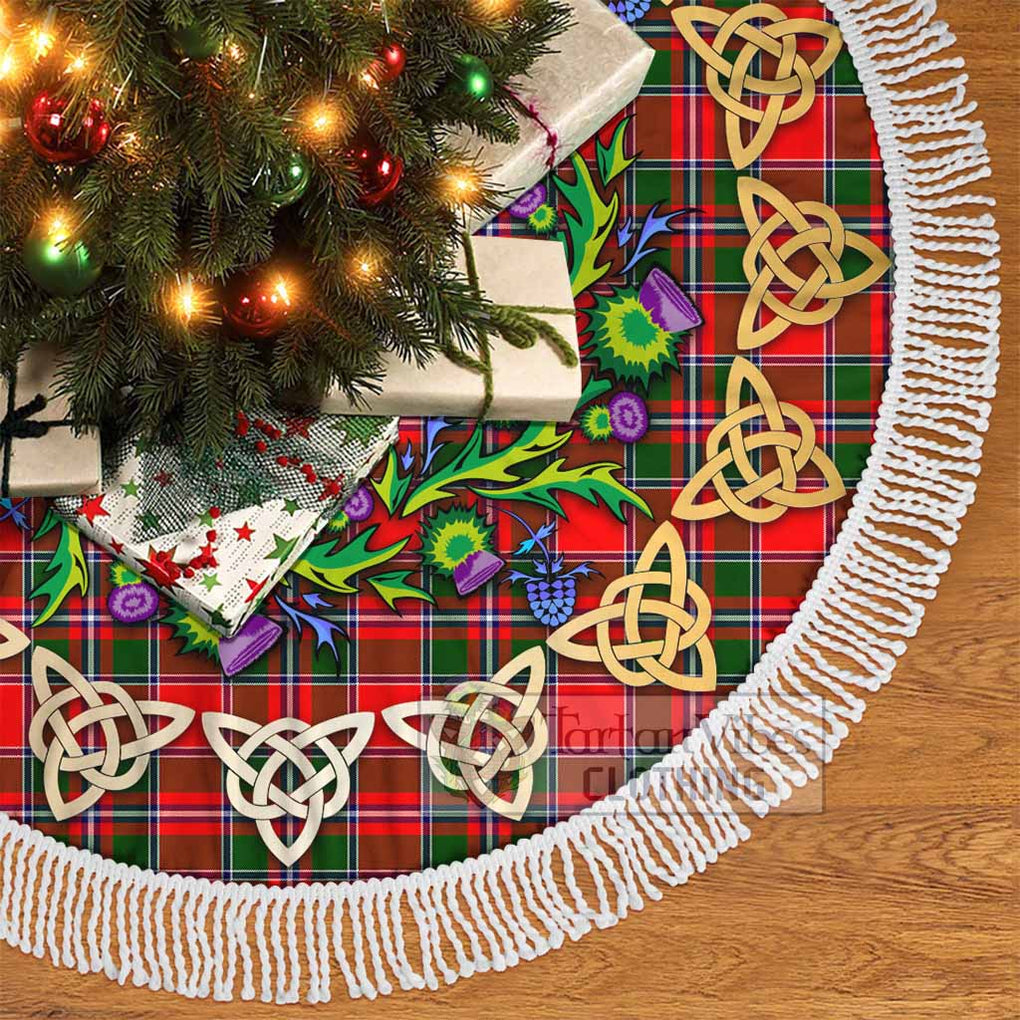 Tartan Vibes Clothing Spence (Spens) Tartan Christmas Tree Skirt with Thistle Celtic Knot Style